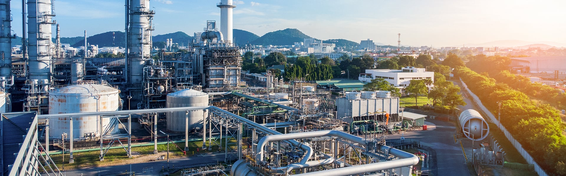 Aerial view of chemical oil refinery plant