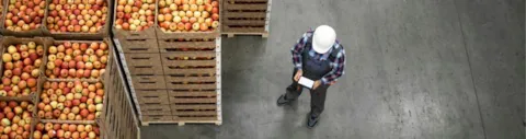 Customer with food in the shopping basket